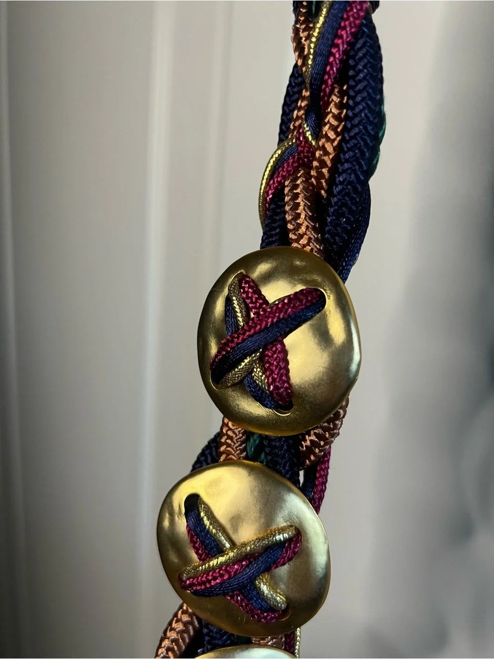 Vintage Braided Rope Belt Gold Hardware